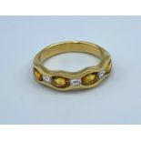 18ct yellow gold sapphire and diamond half eternity ring, weight 3.9g