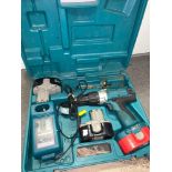 MAKITA MXT cordless rechargeable powerdrill with 2 batteries charger and case Tool box