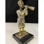 Silver statue of a man playing trumpet, 925 silver Karshi, H22cm x W9cm and weight 721g