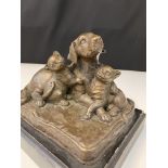 Bronze of dog and 2 cats, H15cm x W19cm and weight 1.76kg