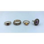 Selection of 4 silver rings (4)