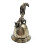 Silver bell with squirrel handle, weight 24g and 6cm tall