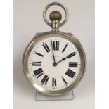 Goliath silver pocket watch, with top wind (glass missing)