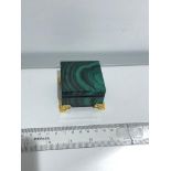 Malachite Box With Gold Plated Details 5.5x5.5x3.7cm; 176g (ECN 337)