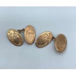 A pair of 9ct rose gold vintage cuff links, weight 7.5g approx