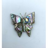 Mexican Silver Butterfly Brooch With Enamel Wings, 4.6g