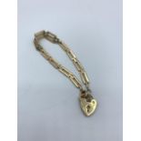 A 3 colour 9ct gold gate style bracelet with padlock clasp, weight 16.6g approx