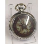 Vintage spinning gaming pocket watch with horse design on the face, in working order.