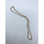9ct 3 coloured gold flat plaited necklace, weight 5.2g and 18cm long approx
