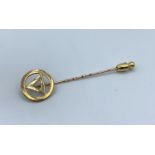 A 9ct Yellow Gold Hat/Scarf Pin, 2g, 6cm.