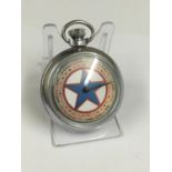 Vintage spinning gaming pocket watch with deck of cards design on the face, in working order.