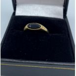 9ct yellow gold vintage enamel ring, size I