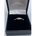 18ct yellow gold and platinum vintage ring with diamond trilogy, size 0 and weight 2.4g approx