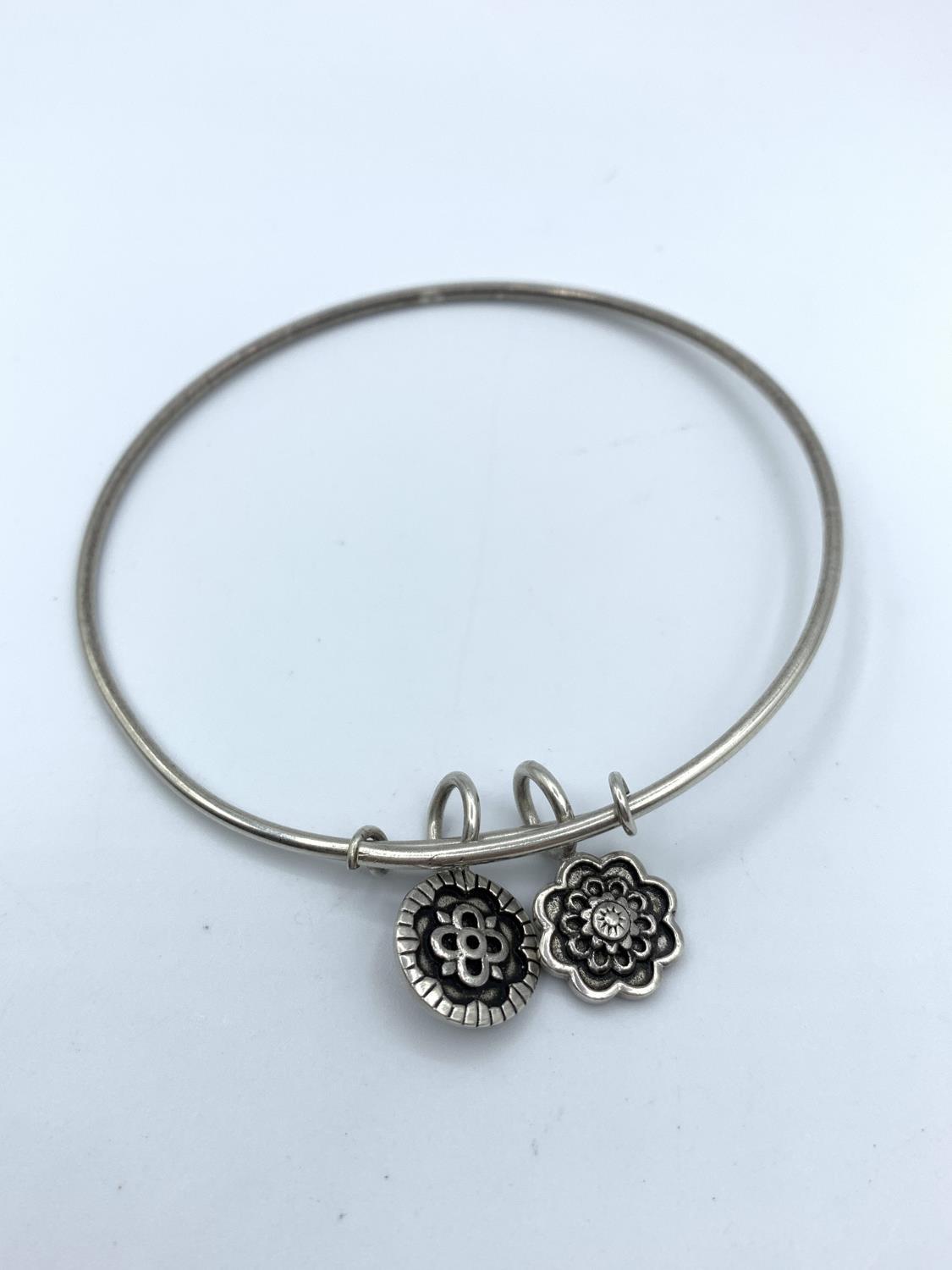 Silver Bangle with 2 Charms 8g