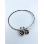 Silver Bangle with 2 Charms 8g