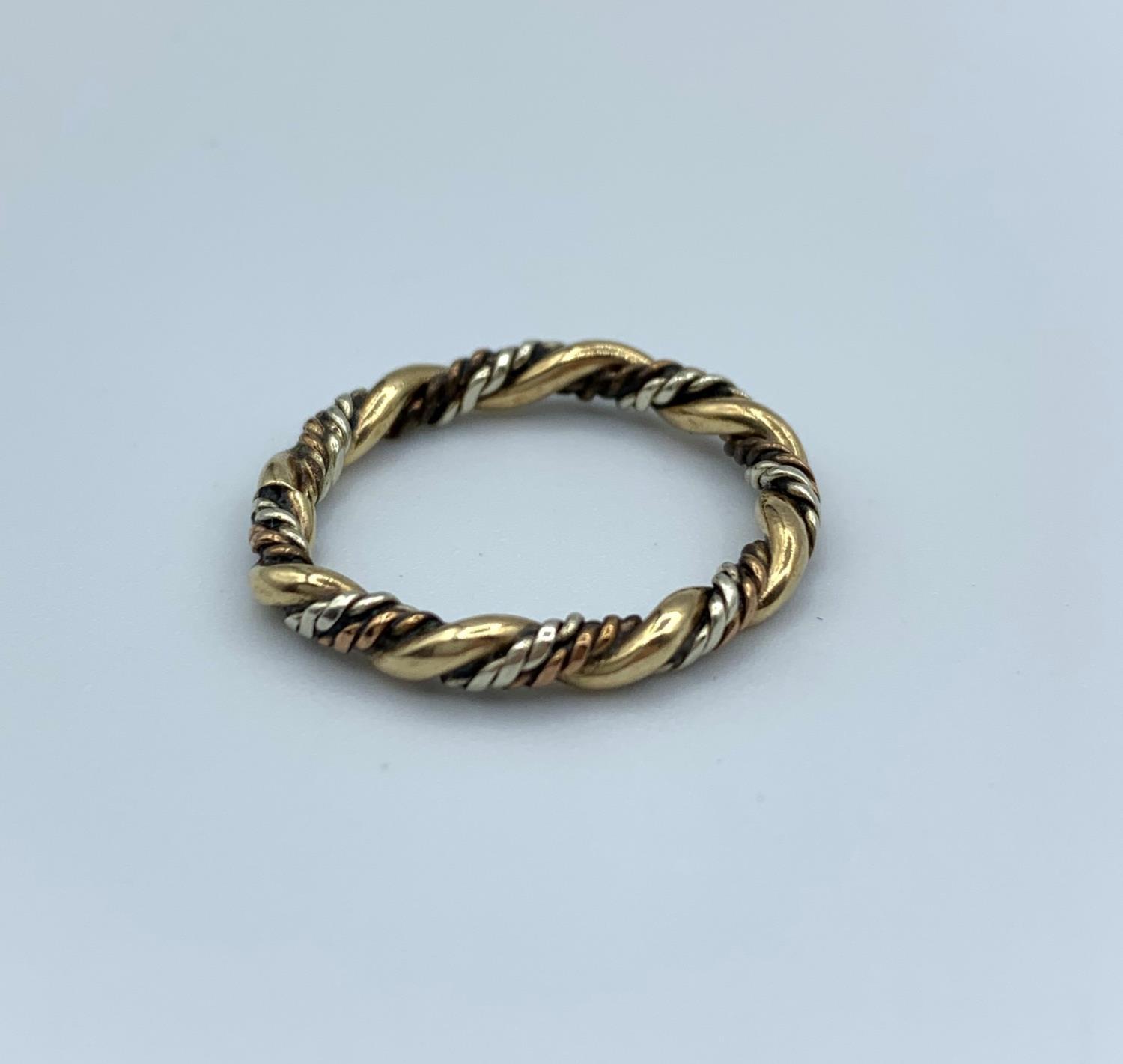 A 3 Colour Gold Twist Ring. 2g, Size G. - Image 3 of 3