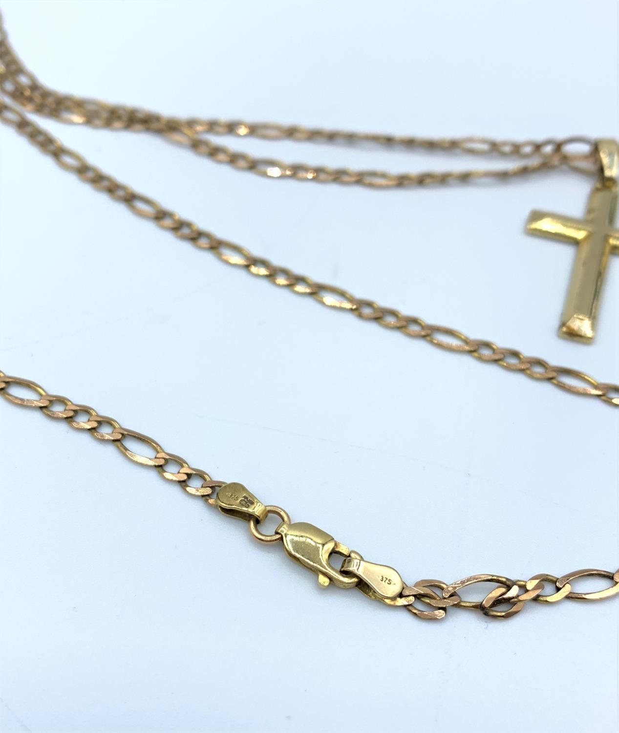A 9ct yellow gold cross on a 34cm long necklace, weight 8g approx - Image 3 of 3
