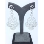 Jacob and Co pair of lace Chandelier earrings set in 18k white gold and 7.4ct diamonds (E/F VVS),