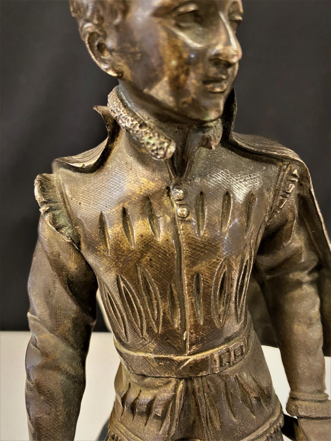 Bronze of Tudor soldier brass base, H24cm x W9cm and weight 1.47kg approx - Image 7 of 23