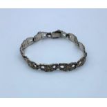 Vintage silver bracelet and macasite pattern, weight 15g and 18cm long approx