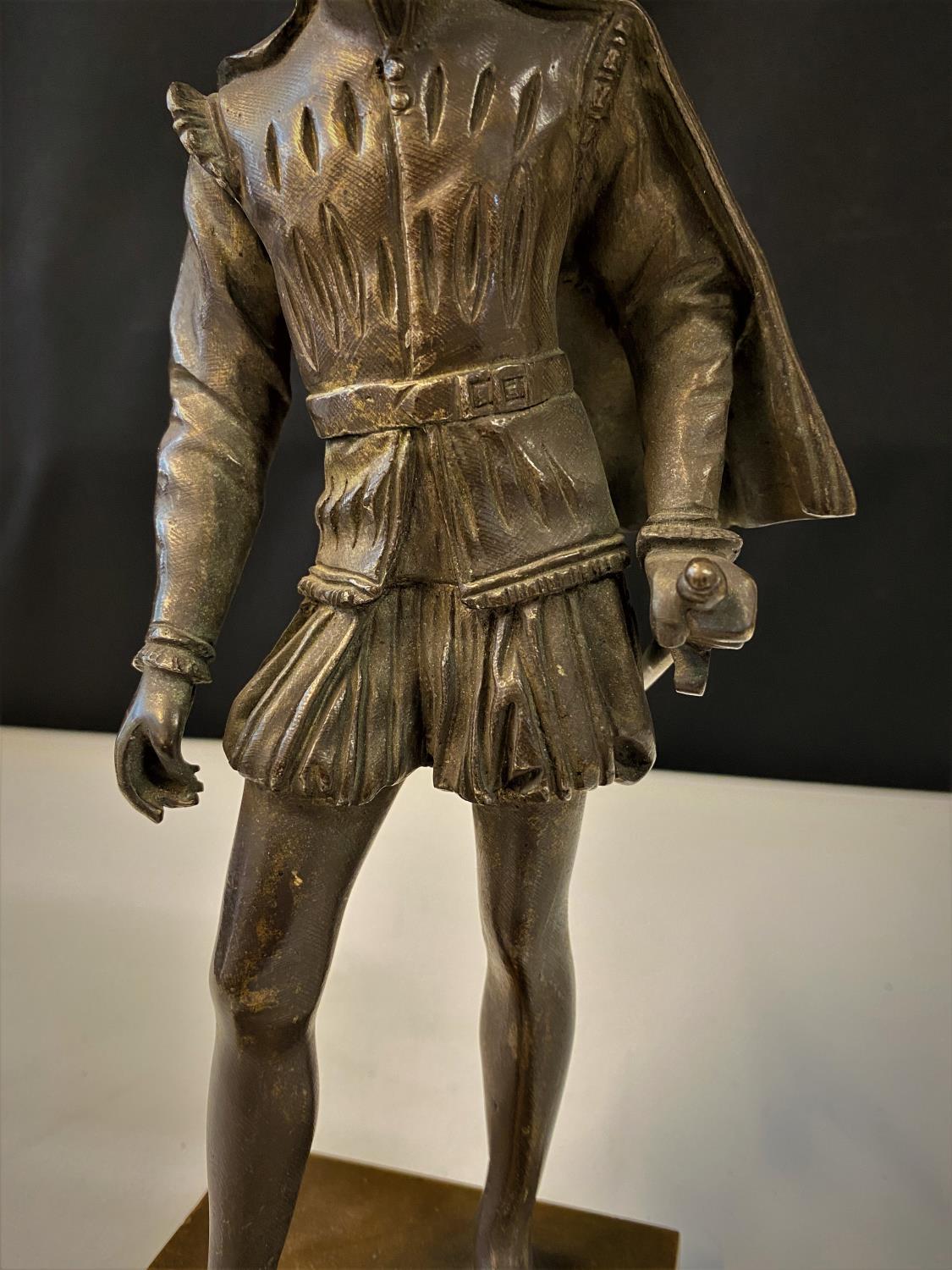 Bronze of Tudor soldier brass base, H24cm x W9cm and weight 1.47kg approx - Image 11 of 23