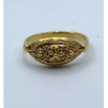 22ct vintage yellow gold ring size I 1/2, weight 2g approx (3-719 ref)