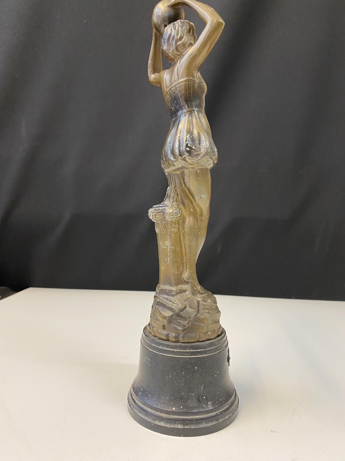 Le Matin Pewter art deco statue, H38cm x W10cm - Image 7 of 8