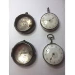 2x George III silver pair pocket watches, 2 very early silver watches having detachable cases, one