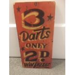 (WITHDRAW)Original 1940's fairground sign from showmans booth, 39x19cm approx