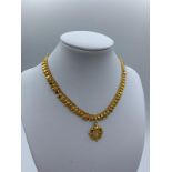 22ct yellow gold necklace with pendant, 34cm long and weight total 15.95g approx (3-804 ref)