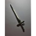 Vintage Scottish Silver Kilt Pin broad sword, Hallmark showing Robert Allison Glasgow 1946