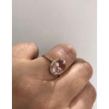 18k rose gold ring with 3ct morganite centre and diamonds surround of approx 0.40ct, size M and