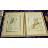 The Lady 2 framed and glazed prints of Bartolozzi engravings - Anne Boleyn and Lady Audley (54cm x