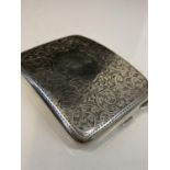 John Rose Birmingham 1918 Hand engraved curved hallmarked silver cigarette case, W11cm and weight