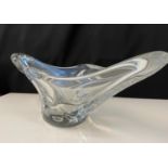 Daum Mid century signed art glass bowl, H16cm x W52cm