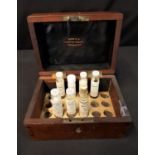 Berry & Co antique Homeopathic Chemist set in Wooden box, with some glass bottles, some damage