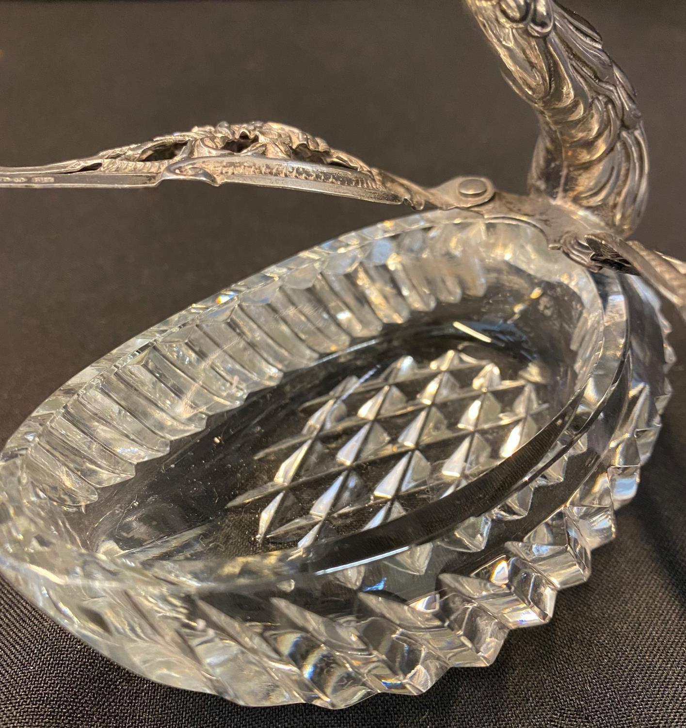 Continental 925 silver Swan caviar / sweet dish with articulated hallmarked silver wings, 14x13cm - Image 8 of 8