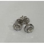 Pair of Diamond halo ear studs set in 18k white gold, weight 4.91g and diamonds total 30stones 0.