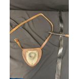 A vintage Fishing rest/protection belt plus a vintage leather belt with camping knife (2)