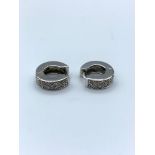 9ct white gold mini hoop earrings, weight 3.8g and diamonds 0.25ct approx