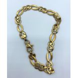 9ct yellow gold linked bracelet, 18cm long and weight 7.9g approx