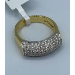 18ct Yellow Gold Diamond set barrel ring 8g approx 1ct, size N