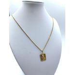 14ct yellow gold Virgin Mary pendant on 50cm long chain, weight 5.8g (3-1192 ref)