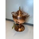 Victorian Copper & Brass Campaign Urn with Ebony Tap Handle, 34cm tall and 68cm diamter