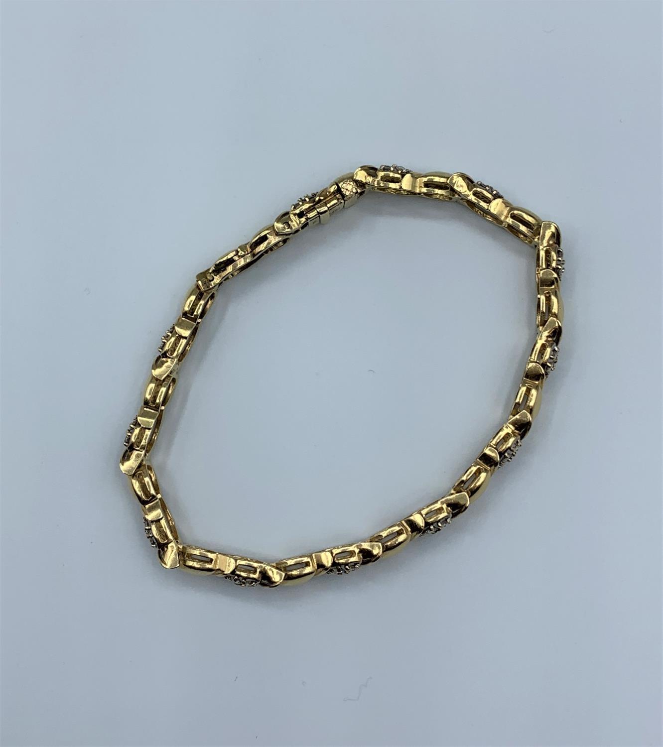 14k yellow gold diamond (approx 0.75ct) bracelet, weight 22.8g and approx 21cm long - Image 5 of 5