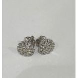 Pair of diamond stud earrings set in 18k white gold, a total of 68 diamond stones approx 0.62ct,