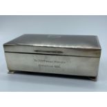 WITHDRAWN 1929 Silver box wooden lined with initial BGW on top, size 16x9cm