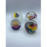 collection of 4 glass paperweights to include Selkirk Glass Scotland Mascot 2003 (4)