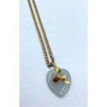 9ct gold chain with jade pendant, 44cm long and weight 23.8g