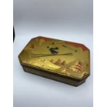 J. Lyons & Co. rare Art Deco Alpine skier tin Toffieskotch box 23cm W